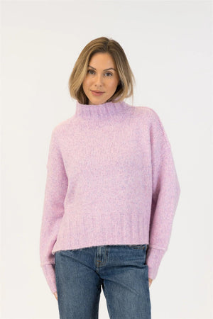 Lyla + Luxe Calli Mockneck Sweater Pink Purple