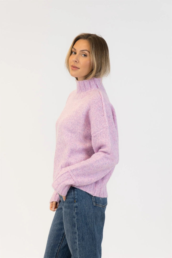 Lyla + Luxe Calli Mockneck Sweater Pink Purple