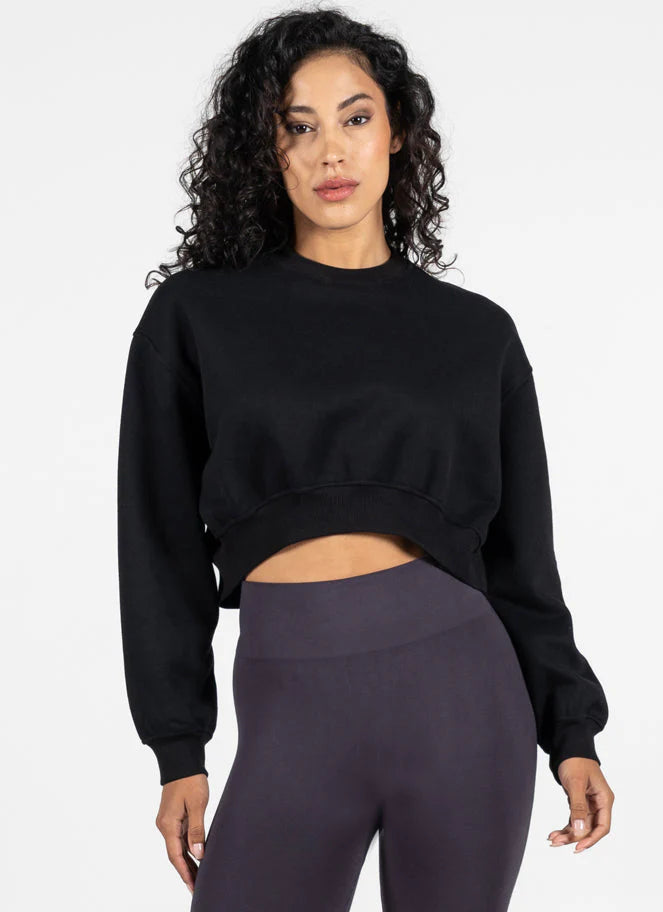 C'est Moi Recycled Cotton Fleece Crop Sweater