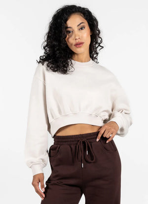 C'est Moi Recycled Cotton Fleece Crop Sweater