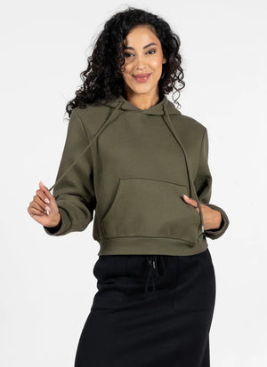 C'est Moi Recycled Cotton Fleece Hoodie Olive