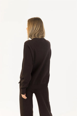 Lyla + Luxe Claret Crewneck Pullover Chocolate Brown