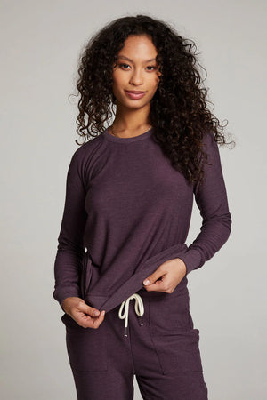 Chaser Longlseeve Raglan Pullover Plum Perfect