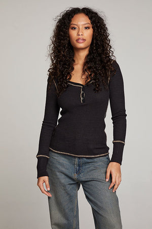 Chaser Long Sleeve Henley Licorice