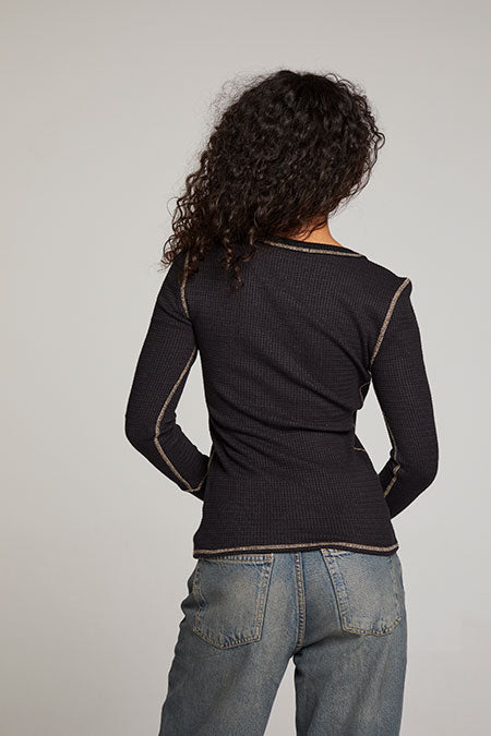 Chaser Long Sleeve Henley Licorice