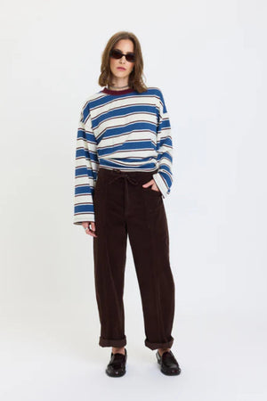 Daze Villa Drawstring Barrel Pant Chocolate Corduroy