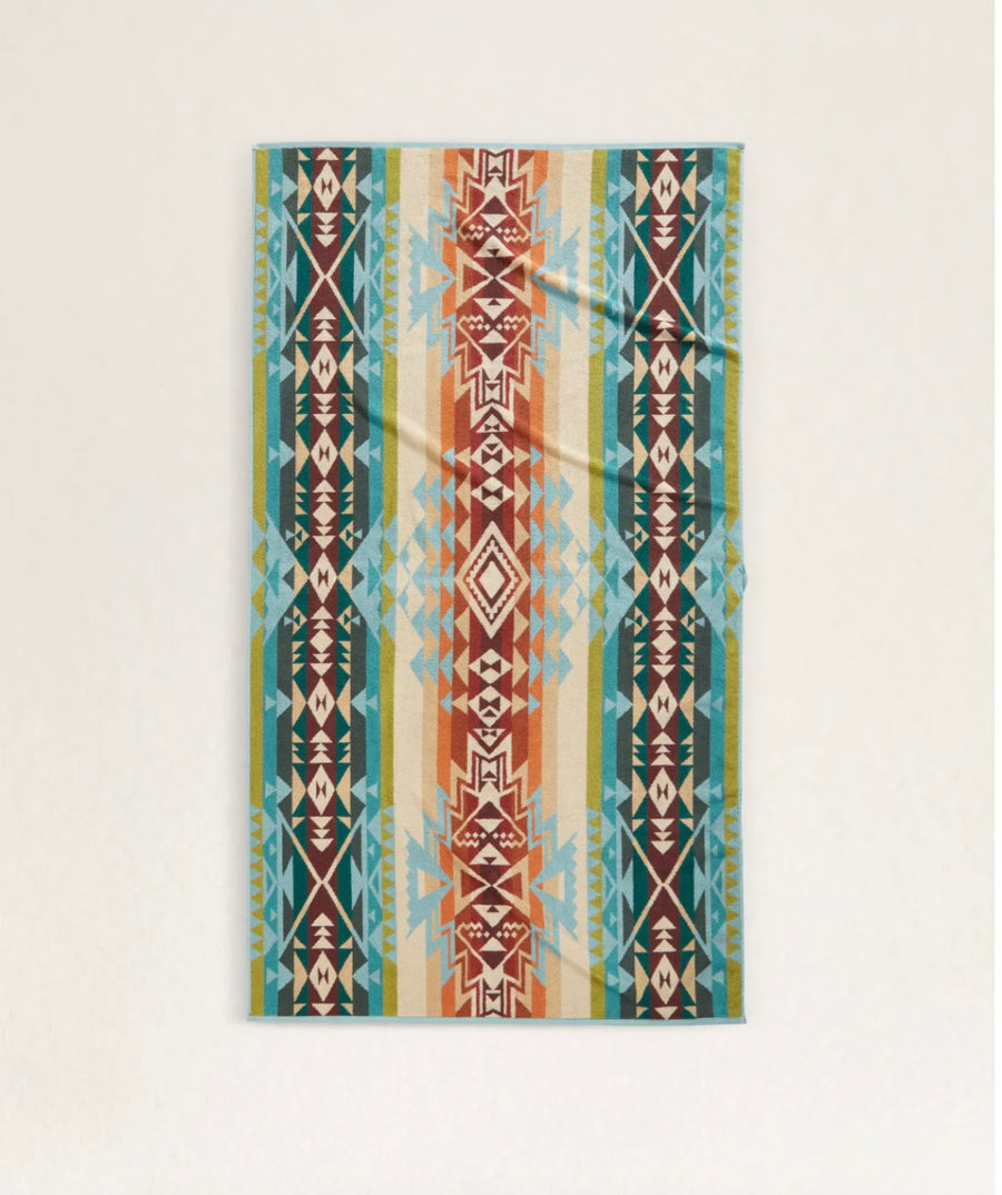 Pendleton Jacquard Spa Towel Highland Peak Aqua
