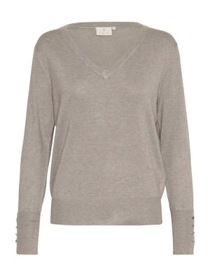 Kaffe KALizza V-Neck Knit Pullover Button Sleeve