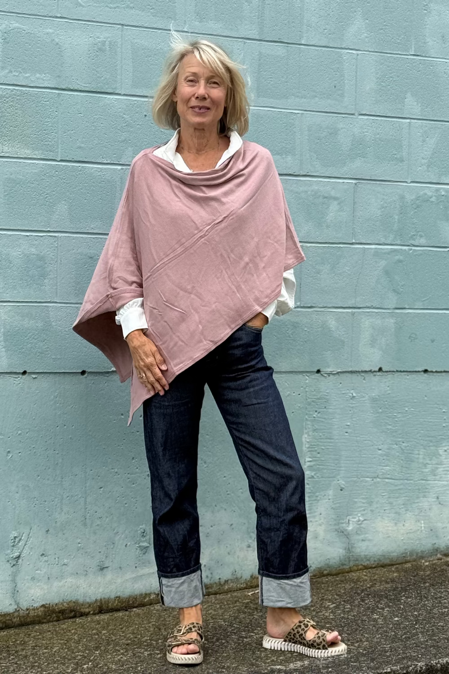 Gilmour Travel Poncho Dusty Rose