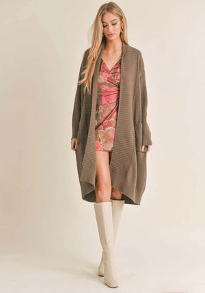 Sage the Label Kalli Oversized Knit Duster Dark Olive