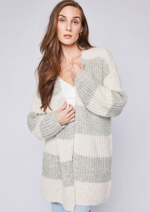 Gentle Fawn Enid Cardigan Heather Taupe Stripe