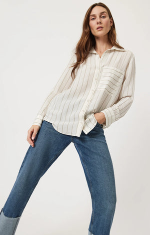 Mavi Long Sleeve Shirt Khaki Stripe