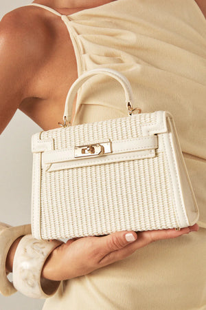 Billini Hariette Raffia Handle Bag Cream Raffia Bone