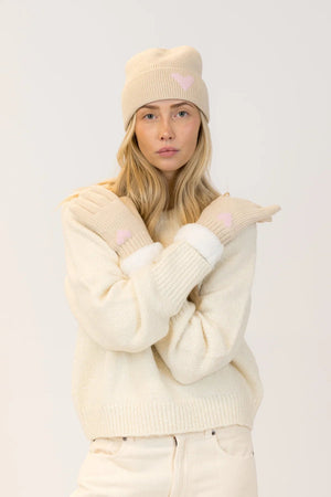 Lyla + Luxe Apres Heart Beanie & Glove Set