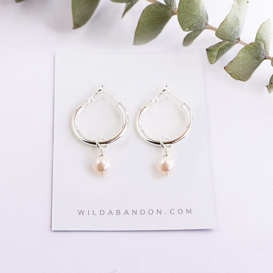 Wild Abandon Hemisphere Earrings - Silver / White Pearl