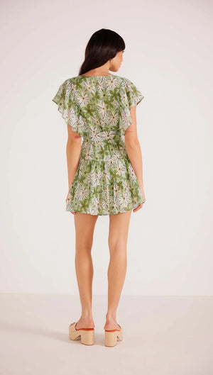 Mink Pink Margaux Mini Dress Green/White Floral