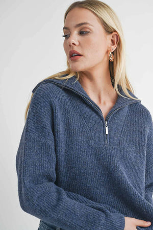 Sage the Label Suzy Half Zip Up Sweater Midnight