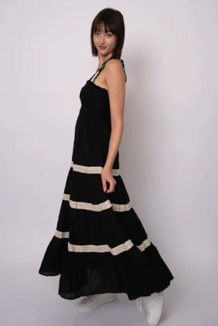 RD Style Ari Cotton Voile Tier Dress Black