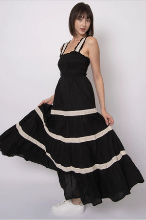 RD Style Ari Cotton Voile Tier Dress Black