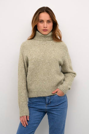 Kaffe KAtrina LS Pullover Turtleneck Feather Grey Melange