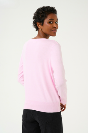 Kaffe KALizza V-Neck Knit Pullover Button Sleeve