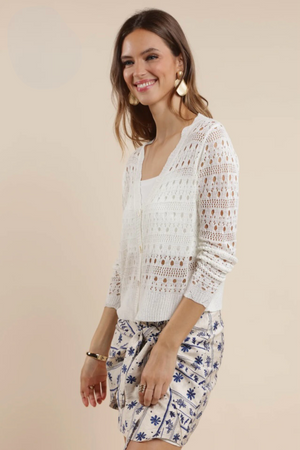 Sage the Label Starry Open Stitch Cardigan Ivory