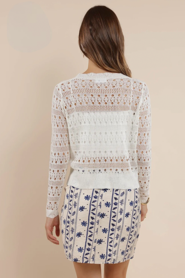 Sage the Label Starry Open Stitch Cardigan Ivory