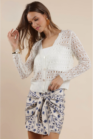 Sage the Label Starry Open Stitch Cardigan Ivory