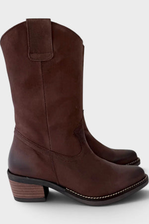 Elodie Nobuck Western Boot Marron