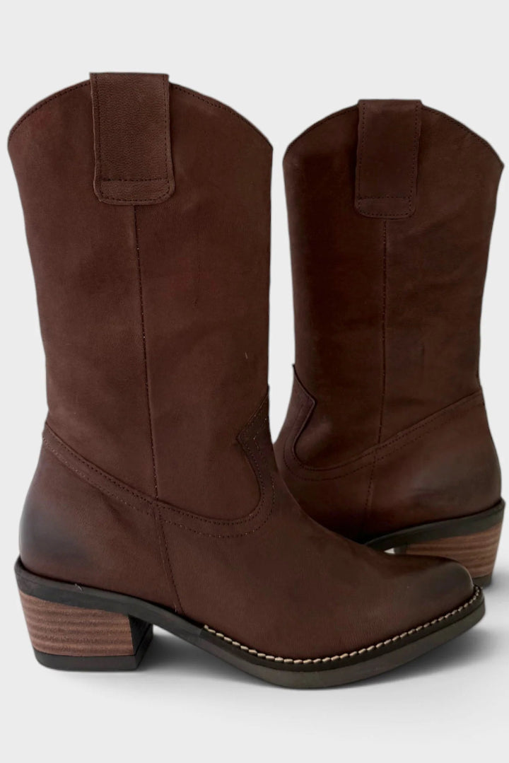 Elodie Nobuck Western Boot Marron