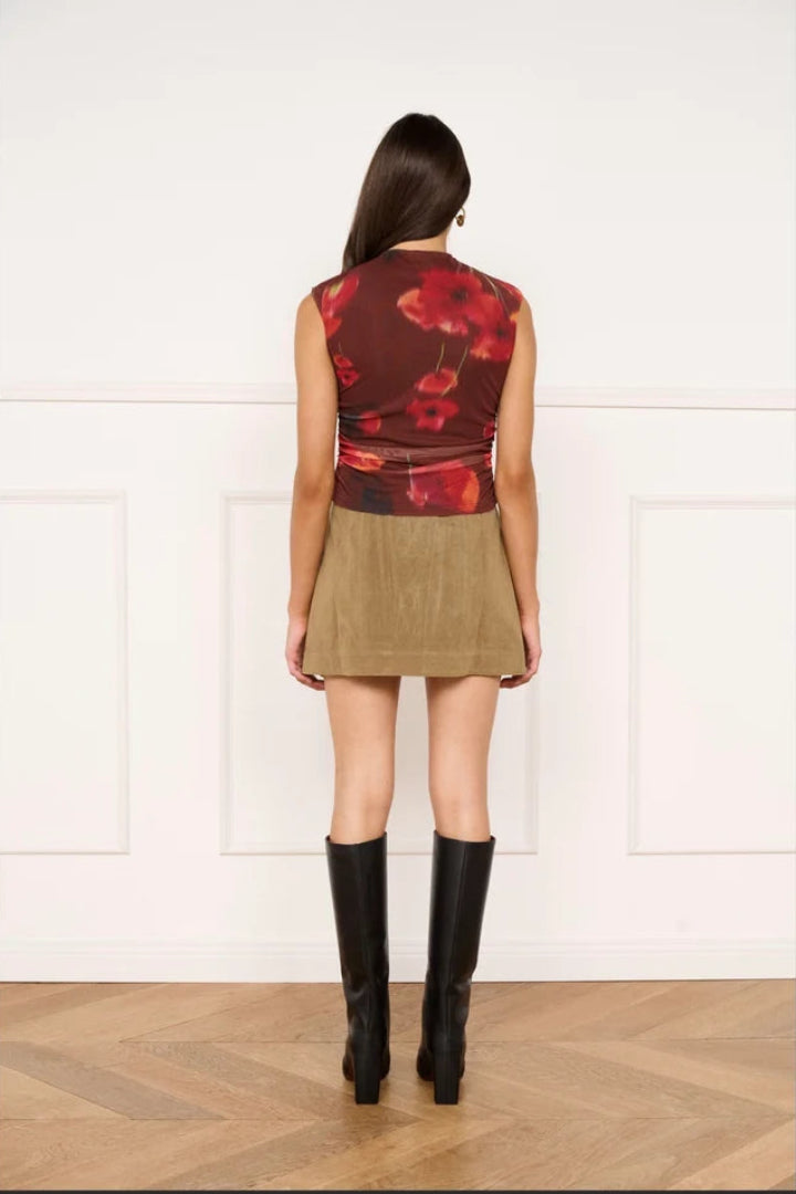 Mink Pink Frida Mesh Top Wine Multi