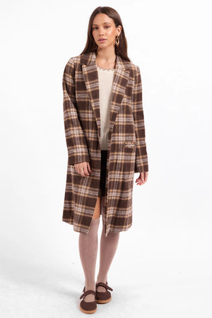 Sage The Label Columbia Plaid Coat Oak Multi