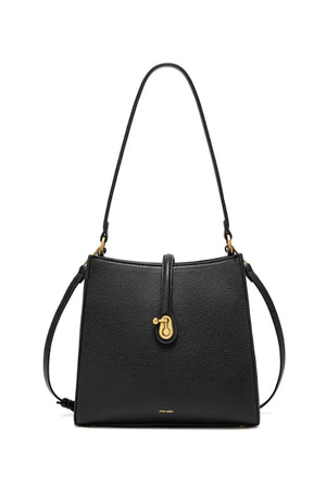 Pixie Mood Lock Shoulder Bag Black Pebbled