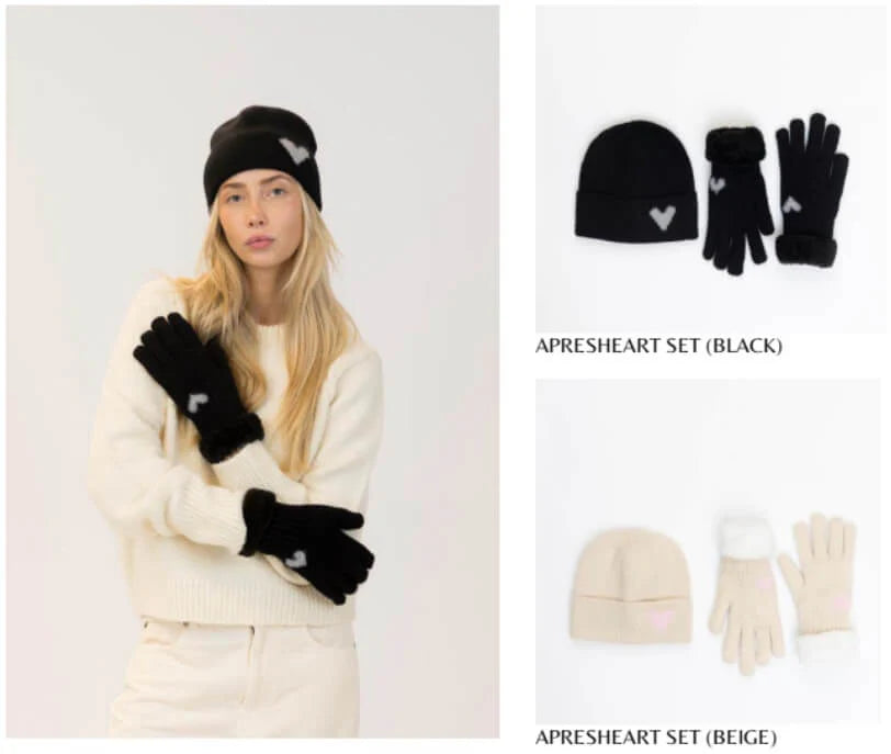Lyla + Luxe Apres Heart Beanie & Glove Set