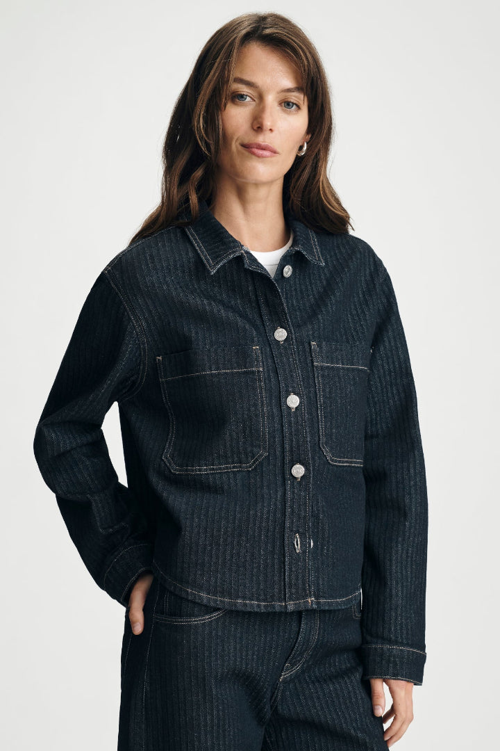 Mavi Norina Cropped Denim Overshirt Dark Denim