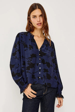 Rails Magda Shirt Navy Tossed Roses