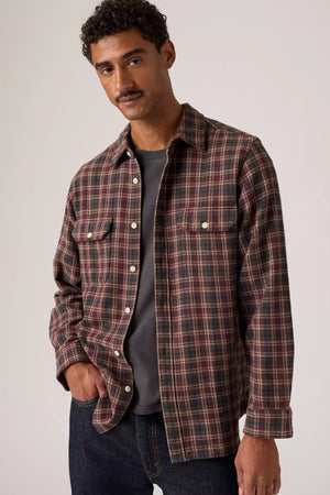 Levi's Jackson Worker Mikkel Plaid Vineyard Wine