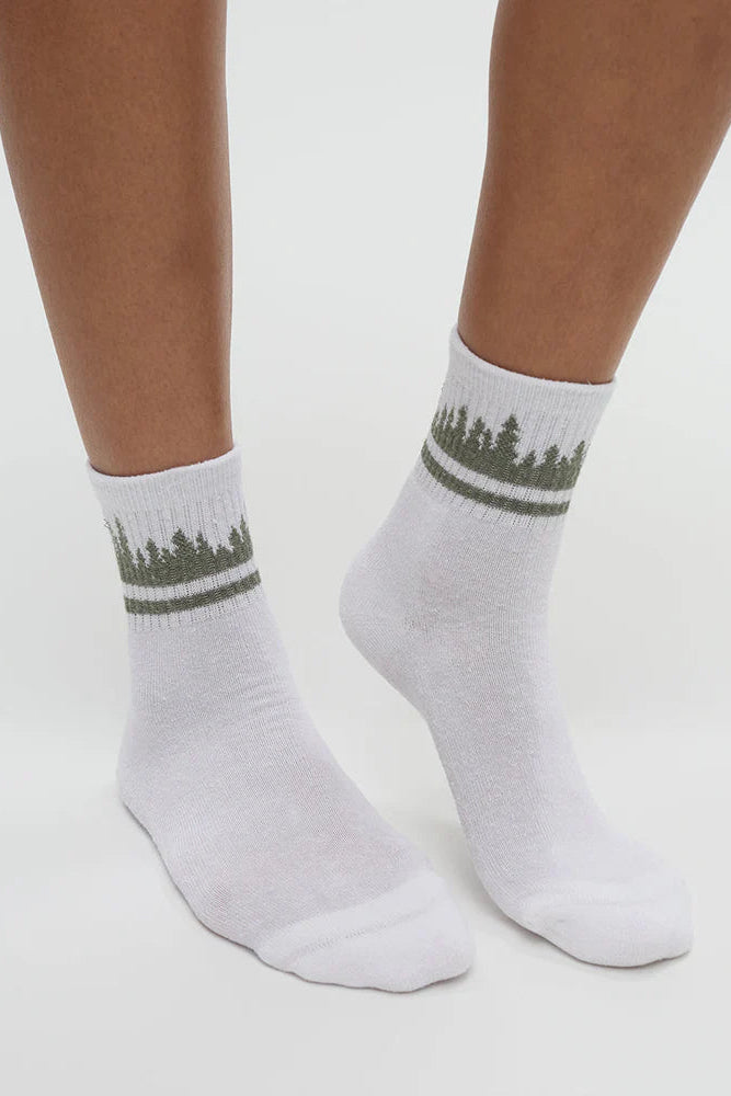 TenTree Cortes Socks 2-Pack White Juniper Agave Stripes