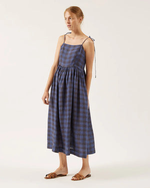 Naif Gwen Dress Gingham-Indigo/Black