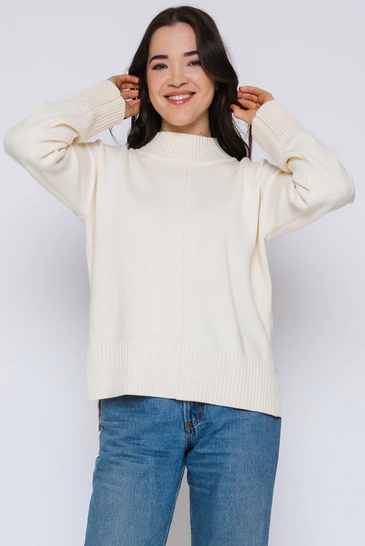 Orb Lita Mock Neck Pullover Winter White