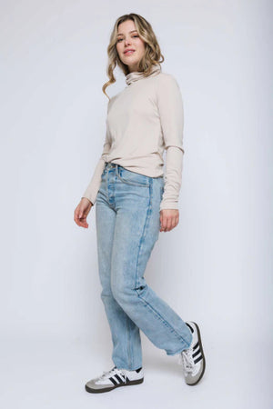 Orb Emme Rib Turtleneck Stone