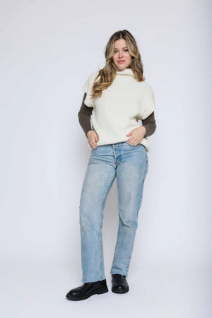 Orb Shawna Sleeveless Funnel Neck Bright White