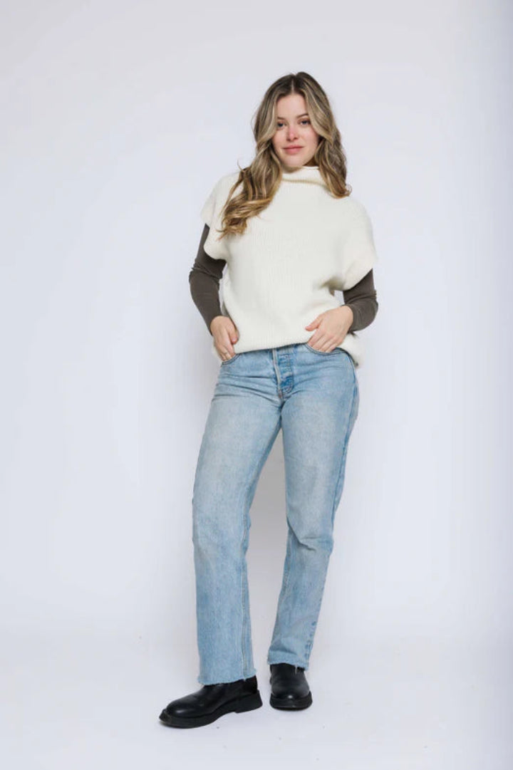 Orb Shawna Sleeveless Funnel Neck Bright White