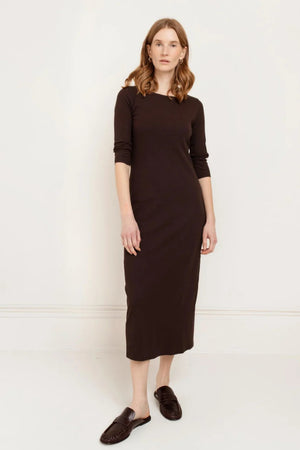 Paper Label Casey Boatneck Dress Chocolate Torte