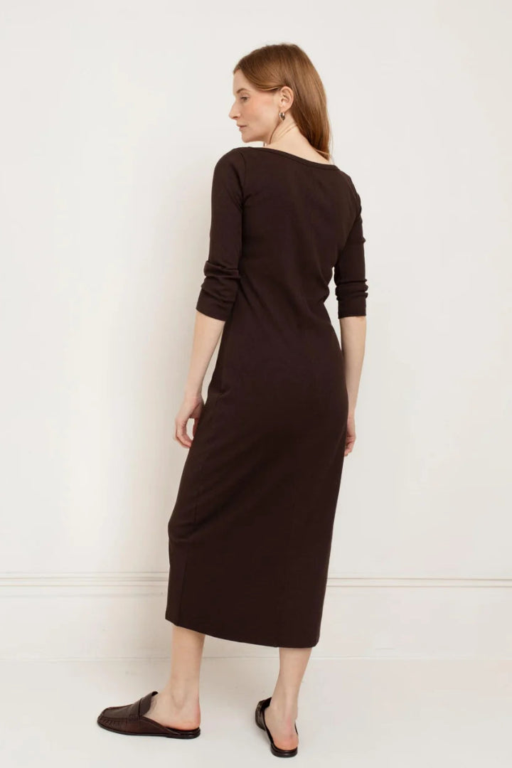 Paper Label Casey Boatneck Dress Chocolate Torte