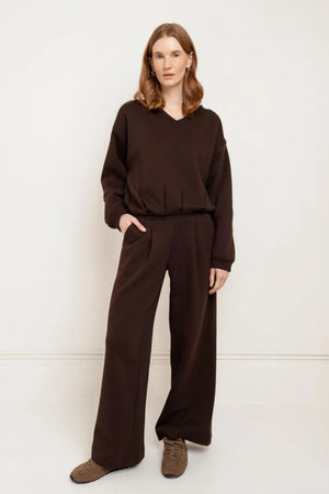 Paper Label Emma V Neck Blouson Chocolate Torte