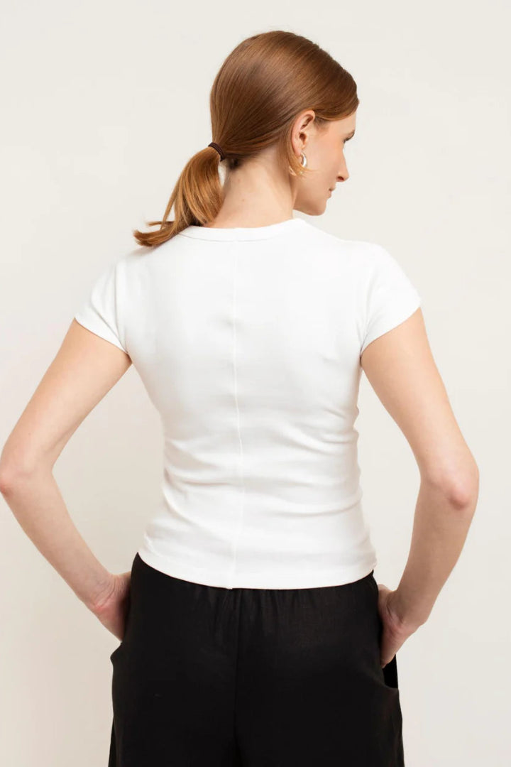 Paper Label Suzy High V Neck Bright White