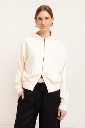 Paper Label Brea Zip Hoodie Gardenia
