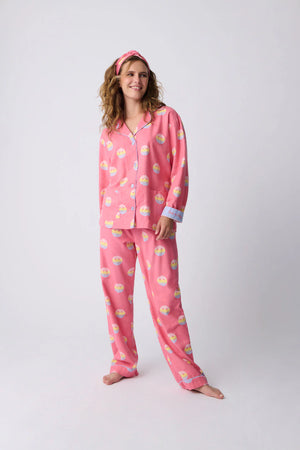 PJ Salvage Keep On Smiling Flannel Set Hot Pink