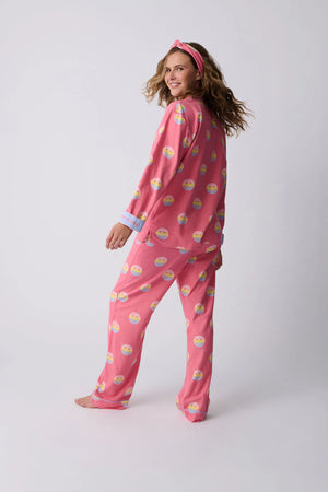 PJ Salvage Keep On Smiling Flannel Set Hot Pink